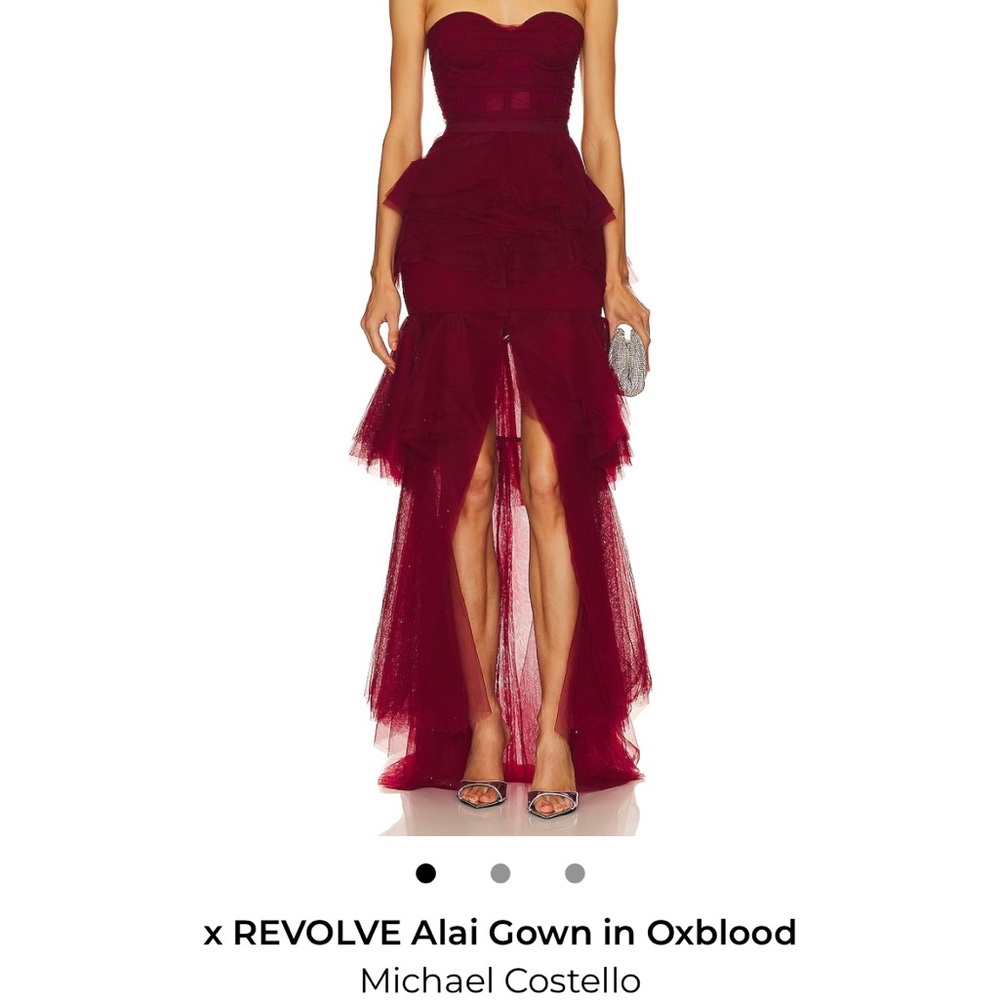 Michael Costello High Low Gown in Deep Red